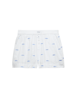 Poplin Embroidered Sardines Pyjama Shorts
