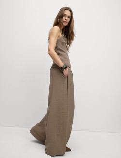 Pure Linen Wide Leg Trousers