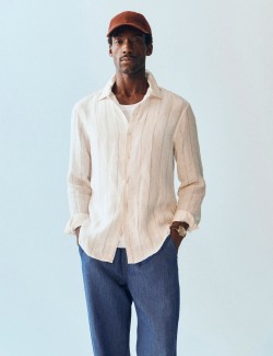 Regular Fit Pure Linen Striped Shirt