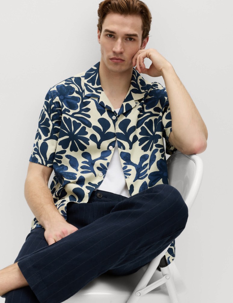 Pure Cotton Floral Short Sleeve Shirt