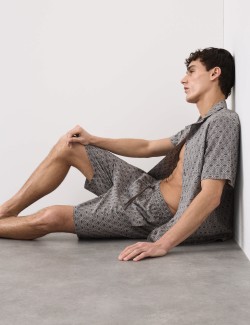 Cotton Rich Printed Pyjama Shorts
