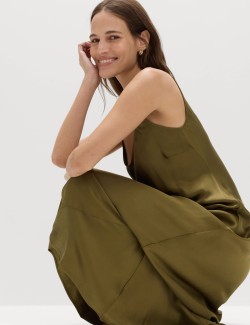 Satin Scoop Neck Midaxi Slip Dress