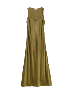 Satin Scoop Neck Midaxi Slip Dress
