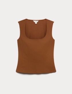Lyocell Rich Scoop Neck Fitted Vest