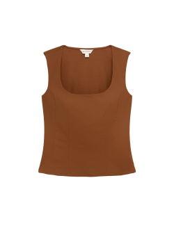 Lyocell Rich Scoop Neck Fitted Vest