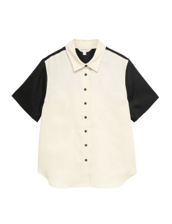 Pure Flax Linen Contrast Resort Shirt