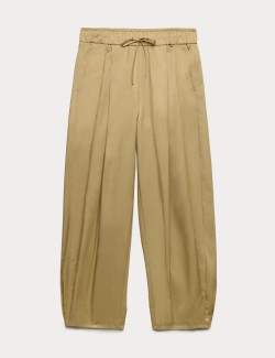 Pure Cotton Drawstring Barrel Trousers