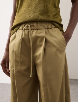 Pure Cotton Drawstring Barrel Trousers