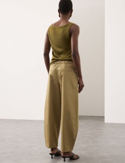 Pure Cotton Drawstring Barrel Trousers
