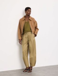 Pure Cotton Drawstring Barrel Trousers