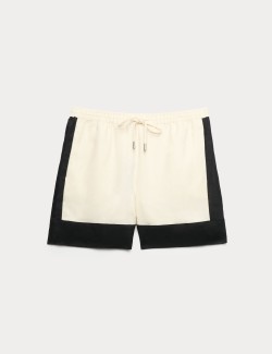 Pure Flax Linen Contrast Resort Shorts