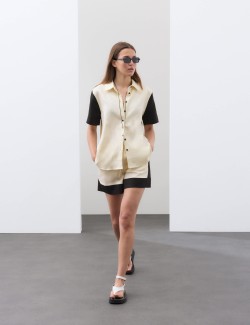 Pure Flax Linen Contrast Resort Shorts
