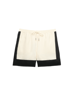 Pure Flax Linen Contrast Resort Shorts