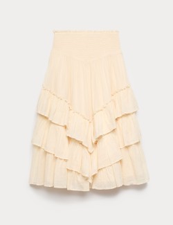 Pure Cotton Tiered Ruffle Maxi Skirt (6-16 Years)