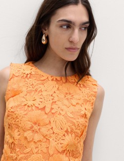 Floral Appliqué Mini Bodycon Dress