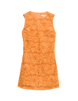 Floral Appliqué Mini Bodycon Dress