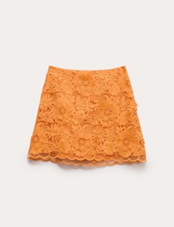 Floral Applique Mini Bodycon Skirt