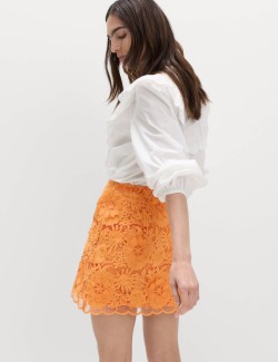 Floral Applique Mini Bodycon Skirt