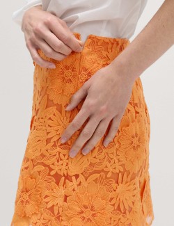 Floral Applique Mini Bodycon Skirt