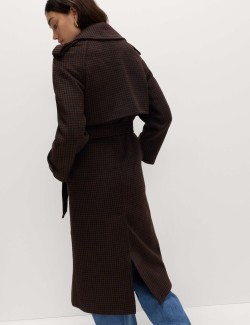 Checked Belted Longline Tailored Coat