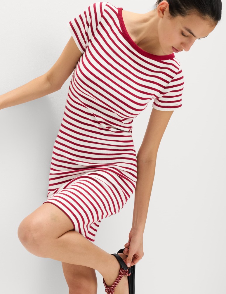 Cotton Rich Striped Mini Column Dress