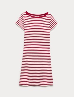 Cotton Rich Striped Mini Column Dress