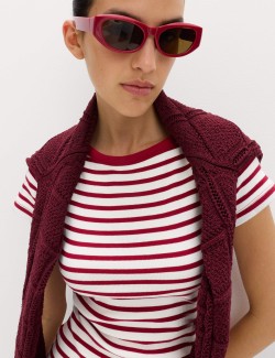 Cotton Rich Striped Mini Column Dress
