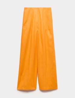 Linen Rich Tailored Wide Leg Trousers