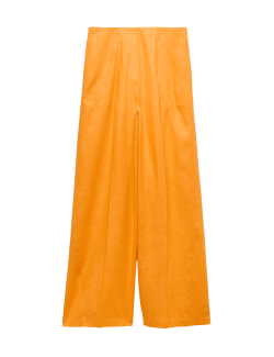 Linen Rich Tailored Wide Leg Trousers