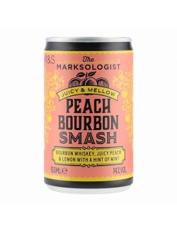 Koktejl s bourbonskou whiskey, citronovou šťávou, broskvovým likérem, broskvovým protlakem a přírodním mátovým aroma