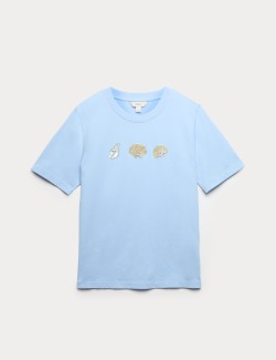 Pure Cotton Embellished T-Shirt