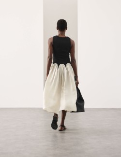 Cotton Rich Godet Midi Skater Dress