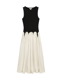 Cotton Rich Godet Midi Skater Dress