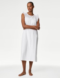 Pure Cotton Broderie Trim Nightdress