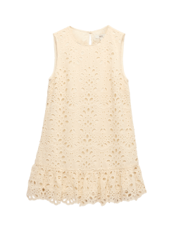 Broderie Cutwork Detail Mini Shift Dress