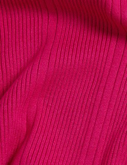 Ribbed Roll Neck Knitted Top