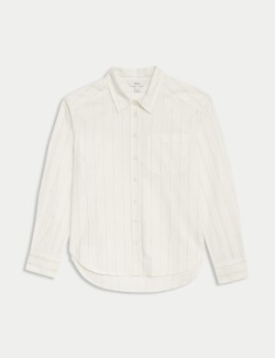 Cotton Rich Sparkly Striped Collared Shirt