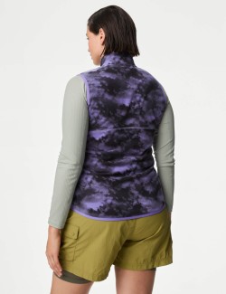 Zip Up Printed Funnel Neck Fleece Gilet