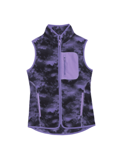 Zip Up Printed Funnel Neck Fleece Gilet