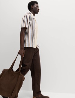 Cotton Textured Striped Knitted Polo Shirt