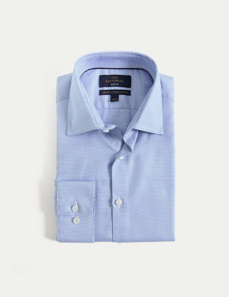 Slim Fit Pure Cotton Easy Iron Textured Shirt