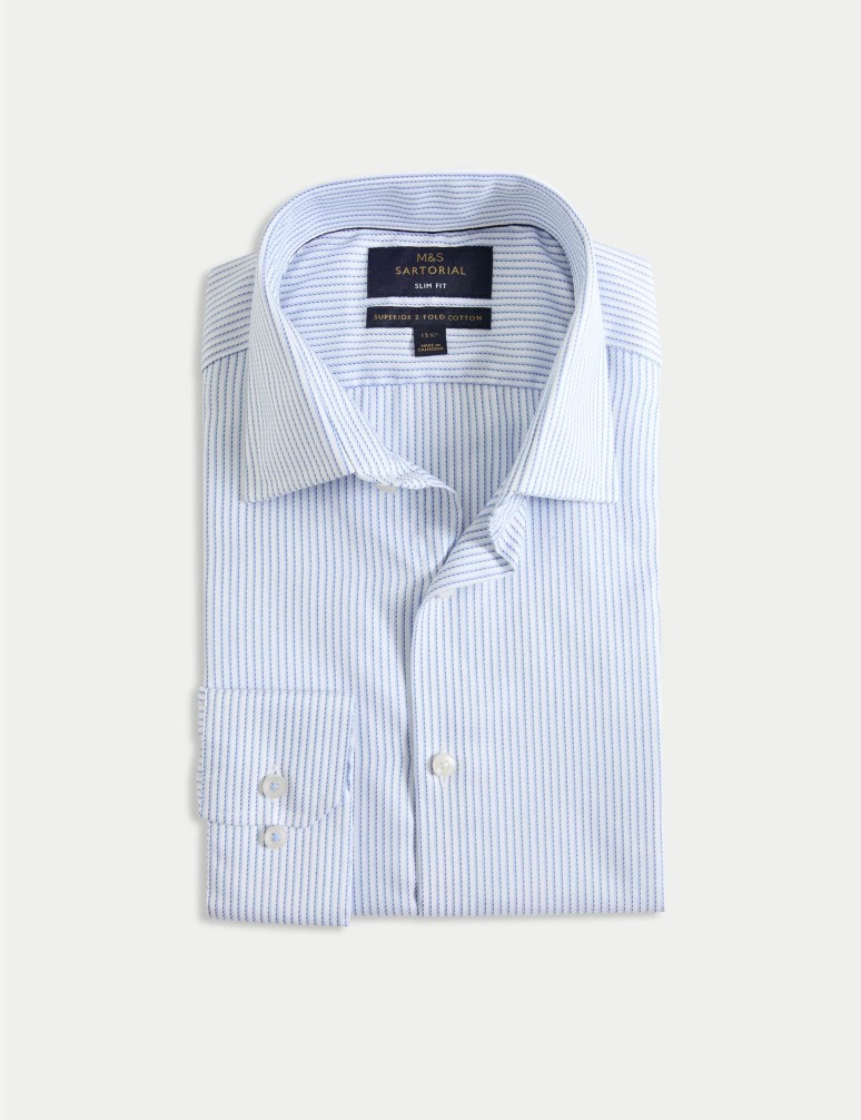 Slim Fit Easy Iron Pure Cotton Striped Shirt