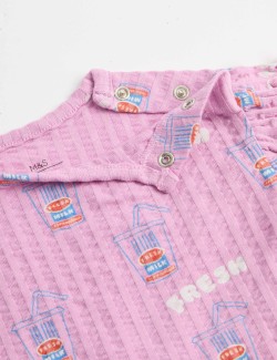 Dvoudílný outfit z čisté bavlny s potiskem Seersucker (0–3 roky)