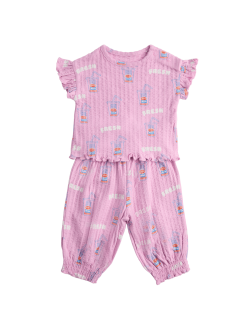 Dvoudílný outfit z čisté bavlny s potiskem Seersucker (0–3 roky)