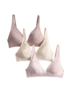 3 Pack Cotton Rich Non Wired Plunge Bras (A-E)