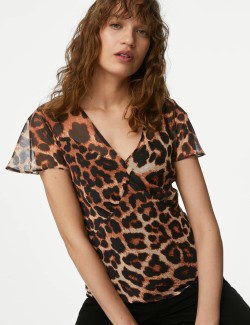 Animal Print V-Neck Top