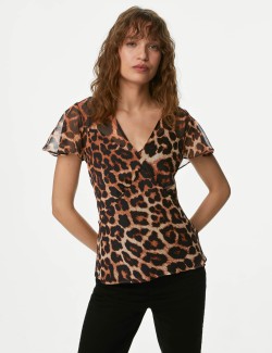 Animal Print V-Neck Top