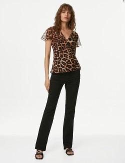 Animal Print V-Neck Top