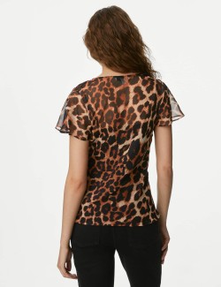 Animal Print V-Neck Top