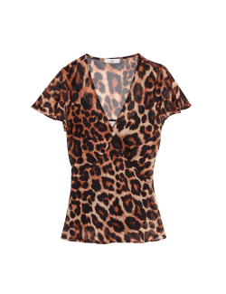 Animal Print V-Neck Top